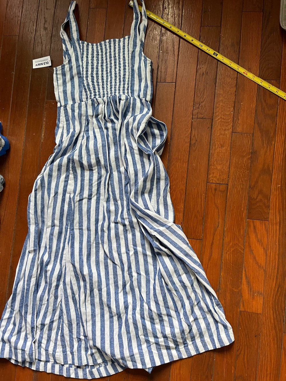 Old Navy Blue and White Vertical Stripe Maxi Dress